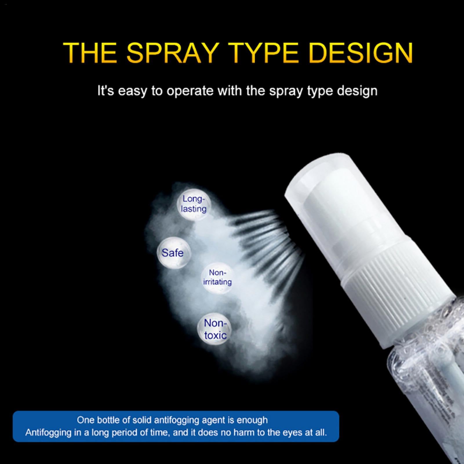 Spray antivaho para lentes, limpiador antivaho para gafas, spray antivaho para gafas, botella antivaho para gafas de natación, spray de limpieza seguro para eliminar y repeler la suciedad