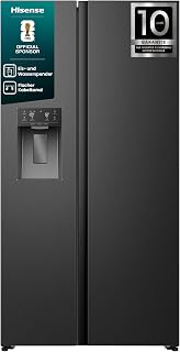 Hisense RS5P528STFE Side-by-Side mit Eis-, Crushed- und Wasserspender/ 528L/ Wassertank/ConnectLife/Supercool/Big Box/Flat Duct/XXL Türfach/BxHxT: 91,1×178,6×61,5cm/ Schwarz [Energieklasse E]