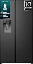 Hisense RS5P528STFE Side-by-Side mit Eis-, Crushed- und Wasserspender/ 528L/ Wassertank/ConnectLife/Supercool/Big Box/Flat Duct/XXL Türfach/BxHxT: 91,1×178,6×61,5cm/ Schwarz [Energieklasse E]