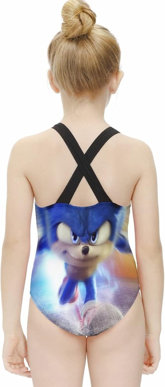 Amazon Com Pinttyone Run Cartoon Hedgehog Girl S One Piece Swimsuit Summer Sport Beach Swimwear Cross Back Bathing Suits For Kids Clothing Shoes Jewelry