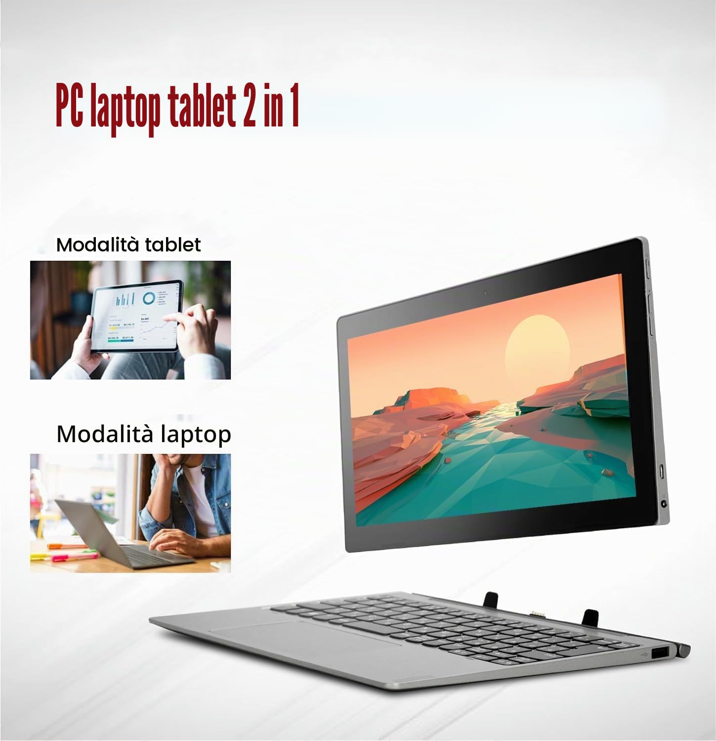 Lenovo IdeaPad D330 2 in 1 Business Laptop Touch Screen 10.1" (1280x800) Intel Celeron N4000 4GB RAM 64GB SSD Tastiera QWERTY Giapponese Windows 11 Pro (Ricondizionato)