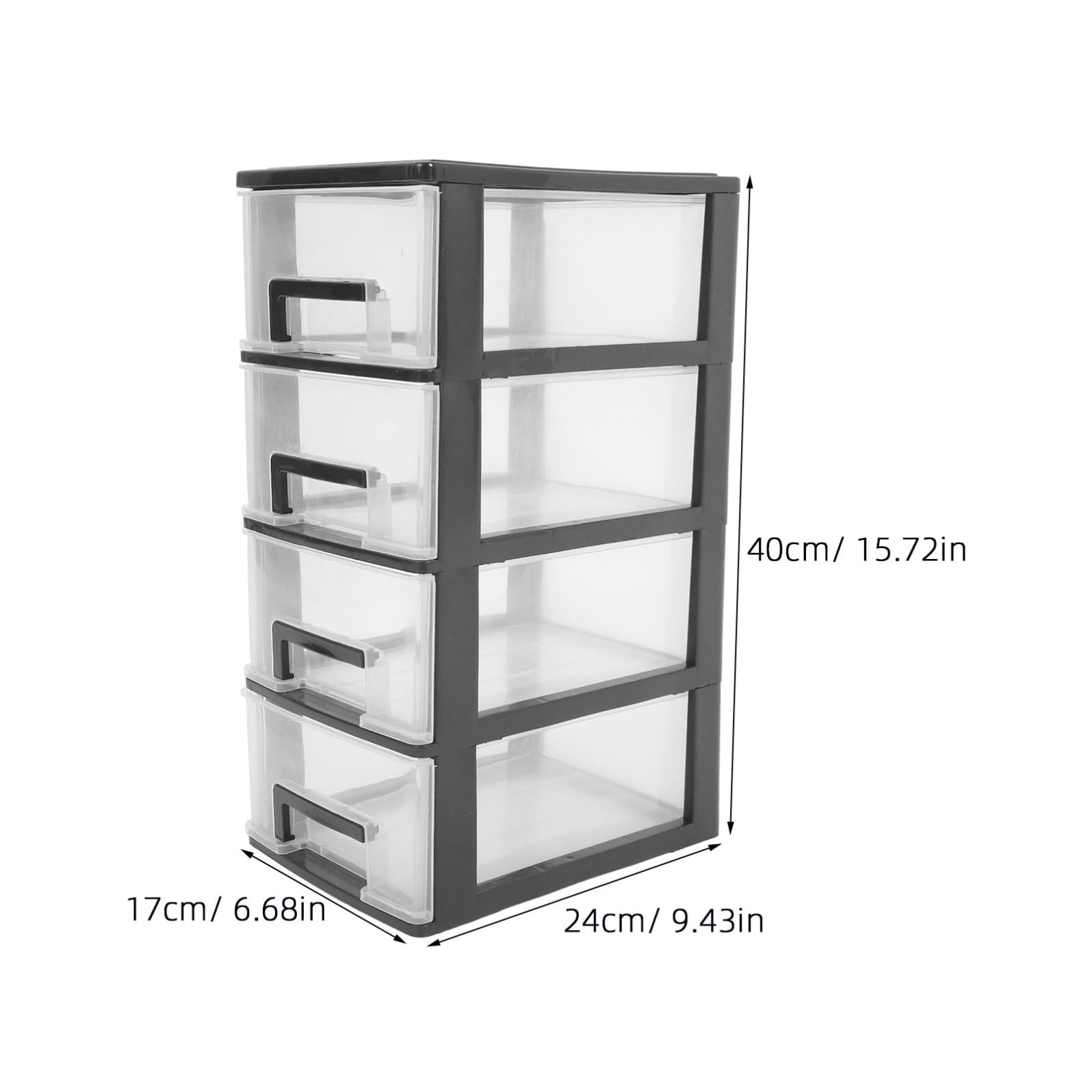 OSALADI Cassettiera da Scrivania in Plastica Nera 4 Cassetti, Design Compatto e Funzionale per Ufficio, Organizer Desktop per Ordinare e Conservare Oggetti