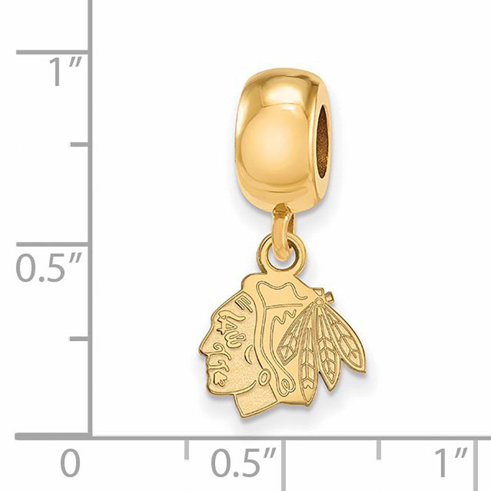 Chicago Blackhawks Bead Charm Extra Small (3/8 Inch) Dangle (Gold Plated)