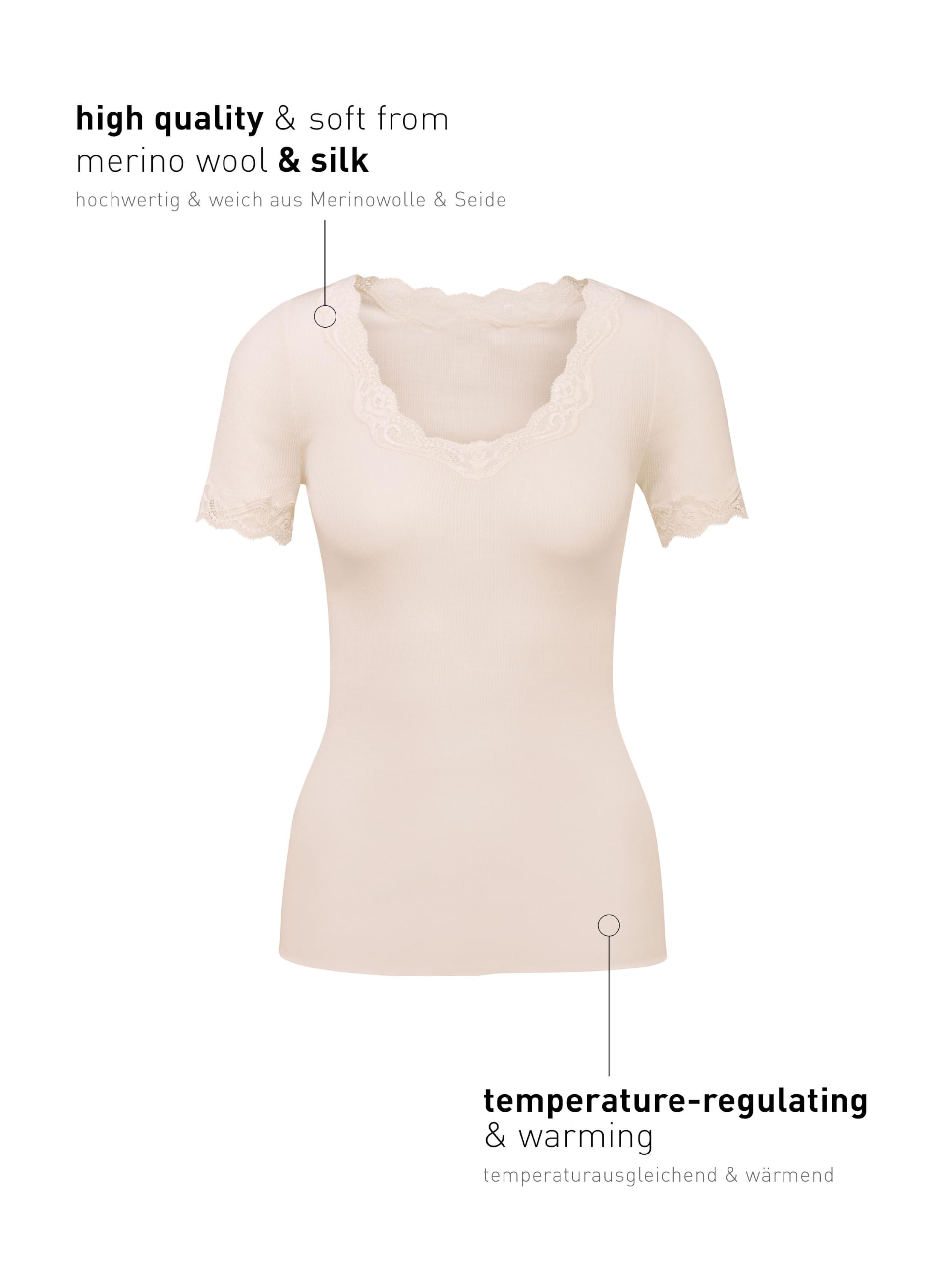 CALIDA Top Manches Courtes Richesse Lace Laine & Soie