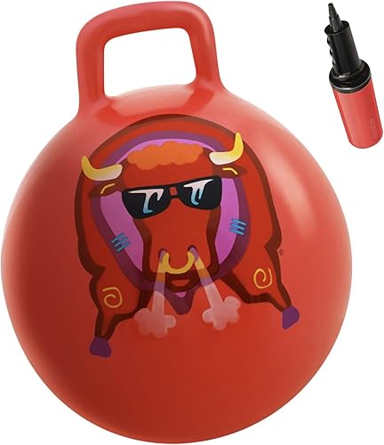 WALIKI Juguetes Hopper Ball para niños (Hippity Hop Ball, Hopping Ball, Bouncy Ball con asas, Sit & Bounce, Kangaroo Bouncer, Saltar, Rojo, Bomba
