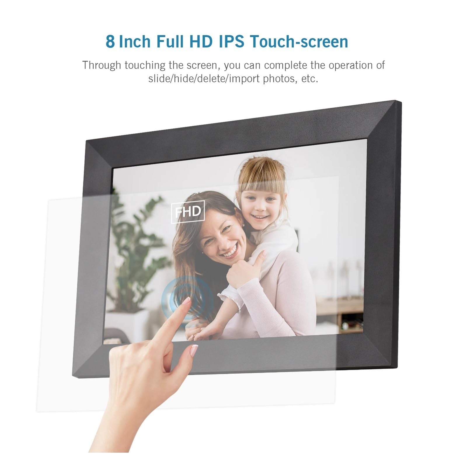 8-calowa Inteligentna Ramka Na Zdjęcia WiFi Cyfrowa Album Ze Zdjęciami Ekran Dotykowy IPS 1280 * 800 Zdjęcie 1080P Wideo 16 GB Pamięci Masowej WyjąTkowe WrażEnia Wizualne