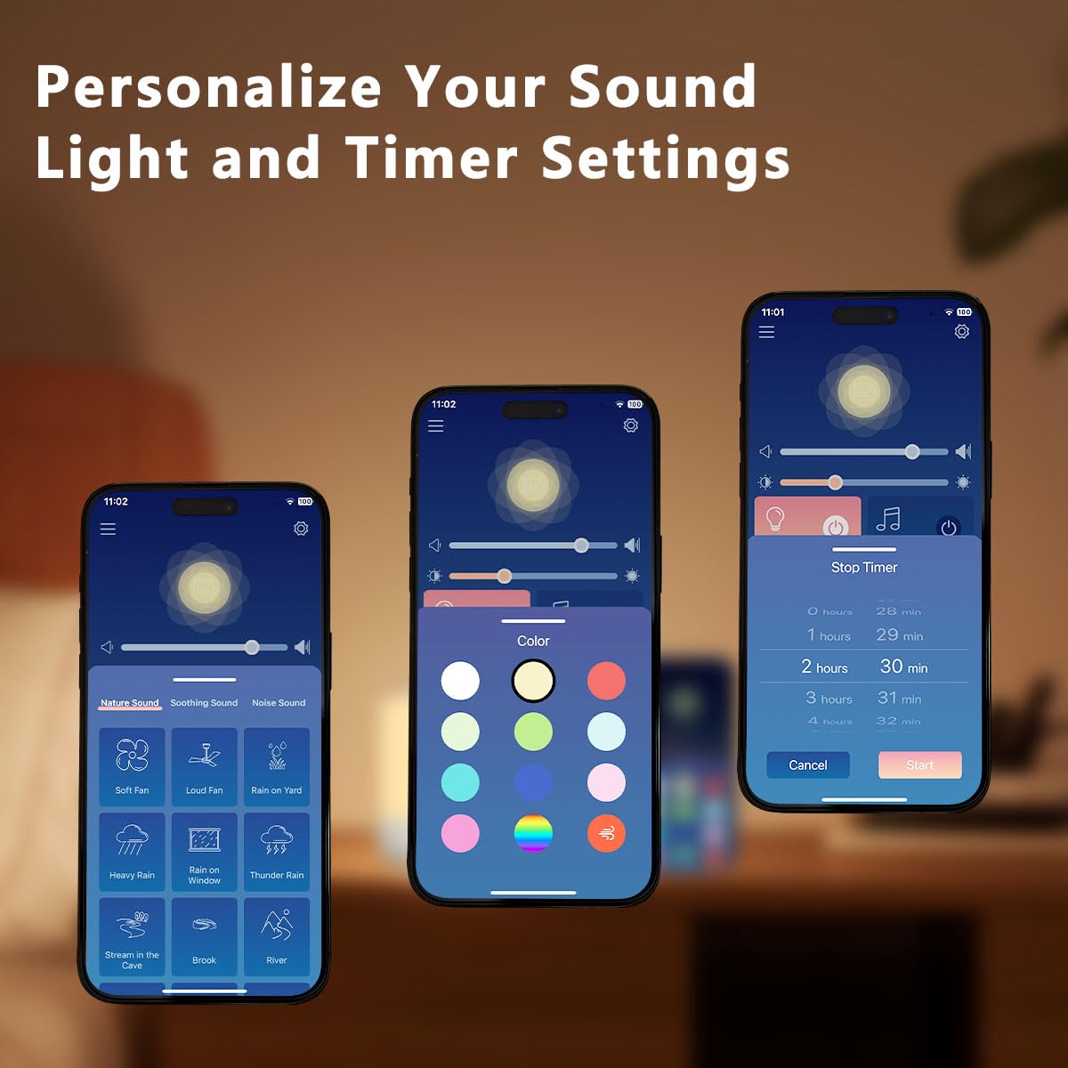Easysleep Macchina sonora portatile per dormire, con 30 suoni lenitivi, 12 luci notturne, 32 livelli di volume, timer con app, telecomando, per asilo nido, viaggi, ufficio