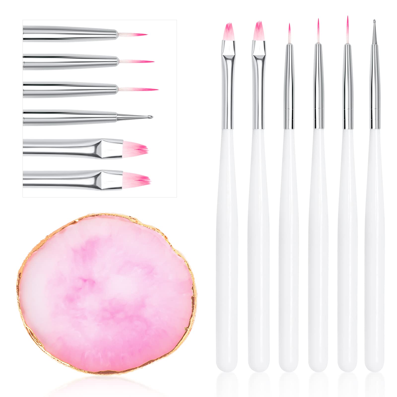 krofaueNail Tips Art Palette with 5 Nail Brushes