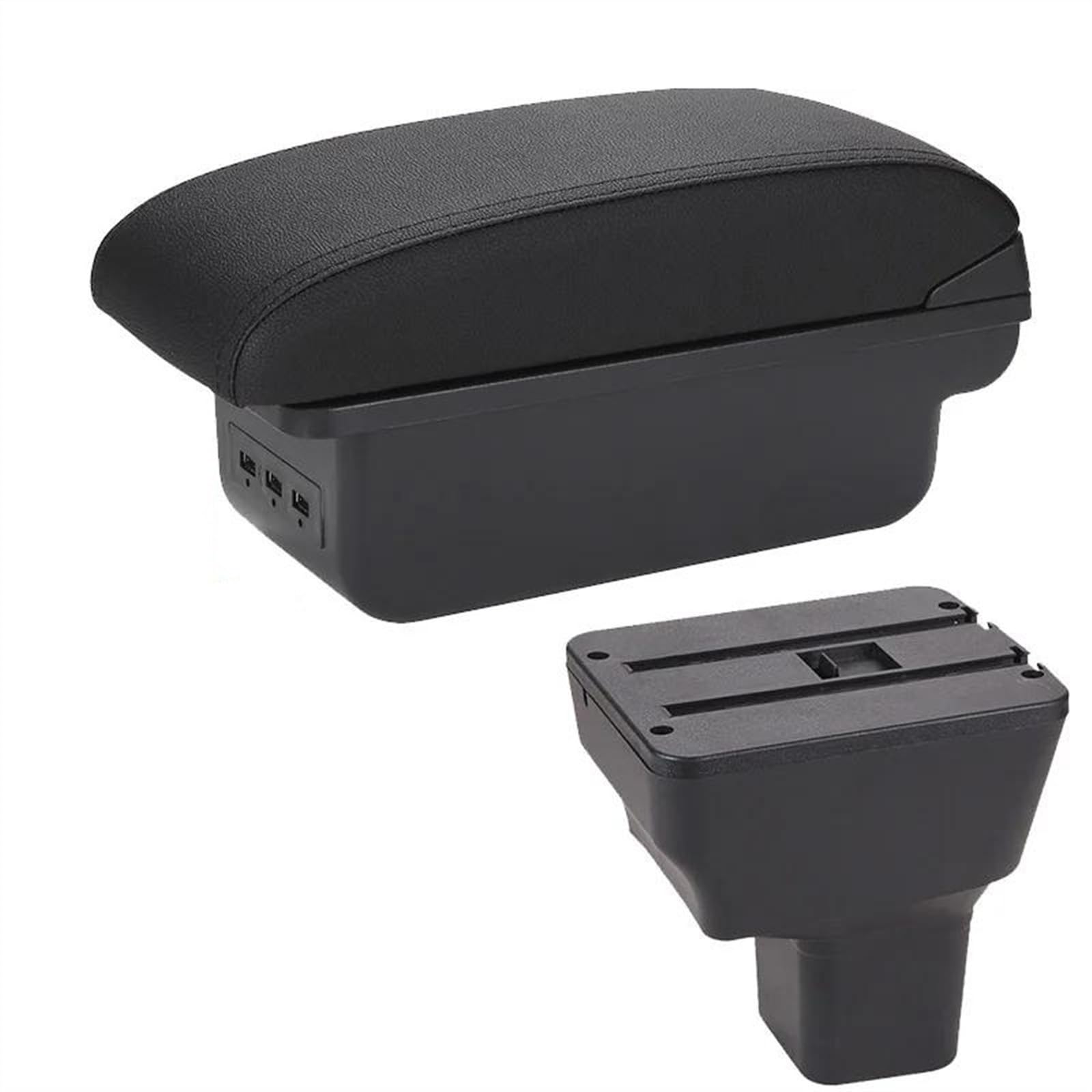 NMJLQW Storage Rack Car Center Console Storage Box Multifunctional Armrest Storage Box Interior Accessories For Kicks 2016-2021(B2 Black line 3USB)
