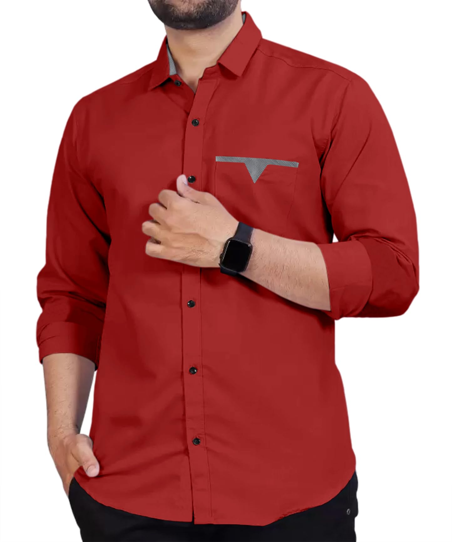 FINIVO FASHIONMen's Casual Button Down Shirts Long Sleeves | Cotton Casual Shirts | Regular Fit