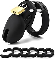 Vista 1 de RZY Jaula de castidad de jaula de silicona para el ejercicio del pene masculino (negro)