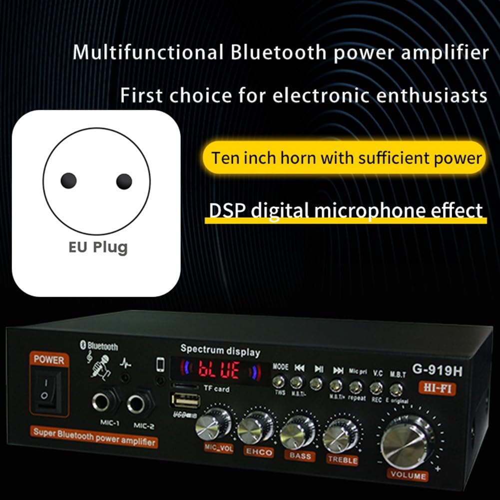 1000W G919H Amplificador de Potencia HiFi Bluetooth 5.0 para el Hogar con Audio Subwoofer Altavoces USB-Enchufe de la UE