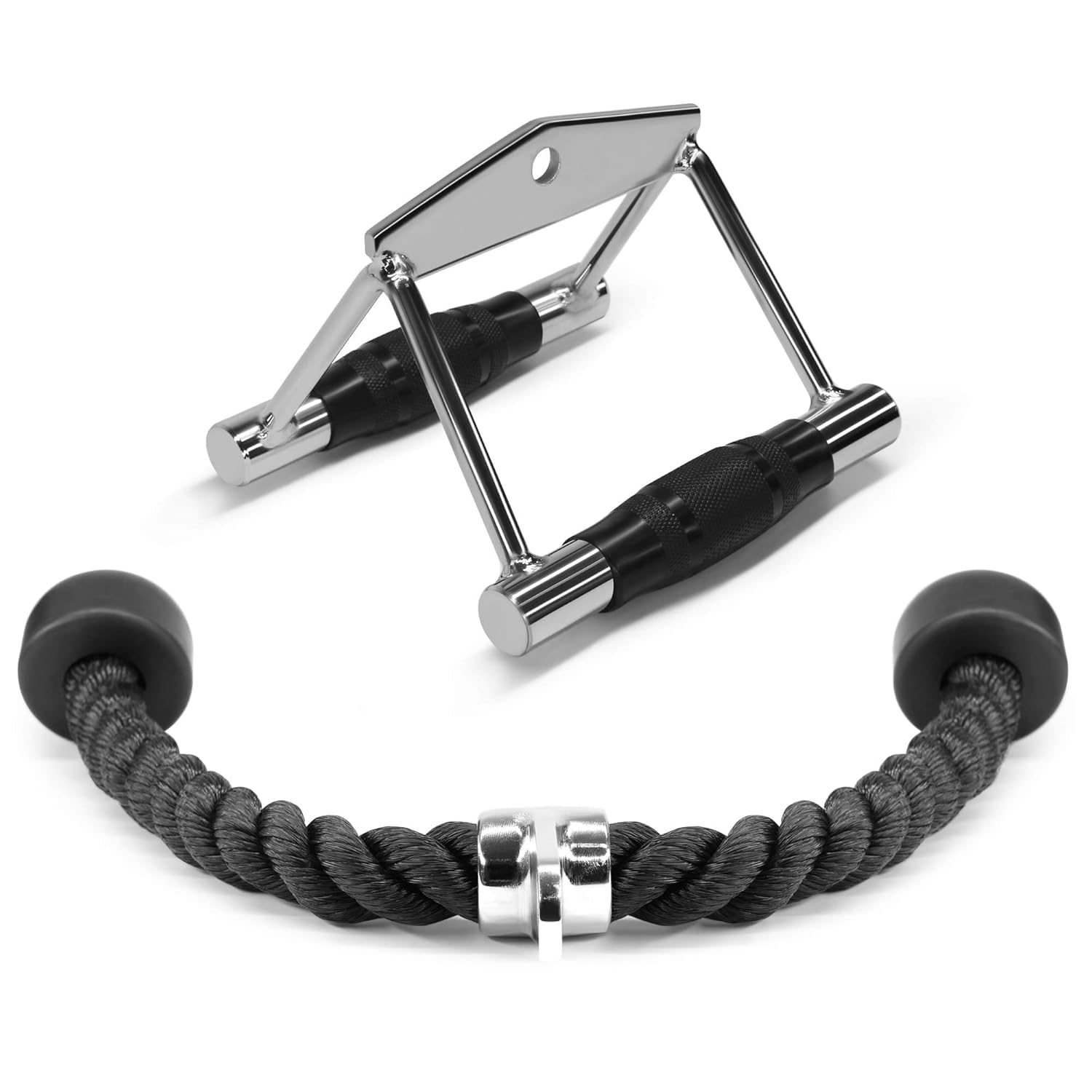 H S Double D Handle Cable Attachment and Tricep Pull Down Rope – 2-in-1 Combo for Cable Machines-image-25