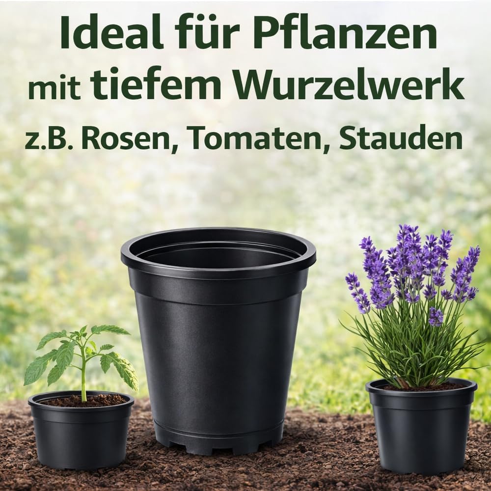 Wohnkult 20 x Anzuchttopf Pflanztopf 4 L schwarz  20 cm x 19 cm Blumentopf  Blumenkbel Pflanztpfe: Amazon.de: Garten