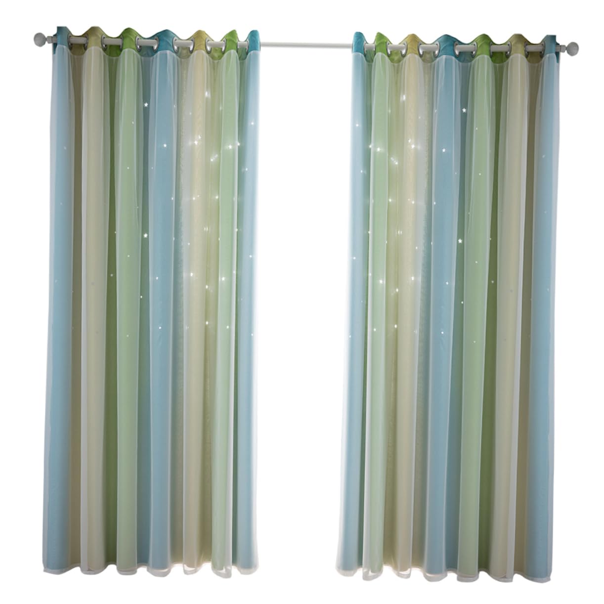 Rideaux occultants anti-soleil de chambre motif étoiles lot de 2