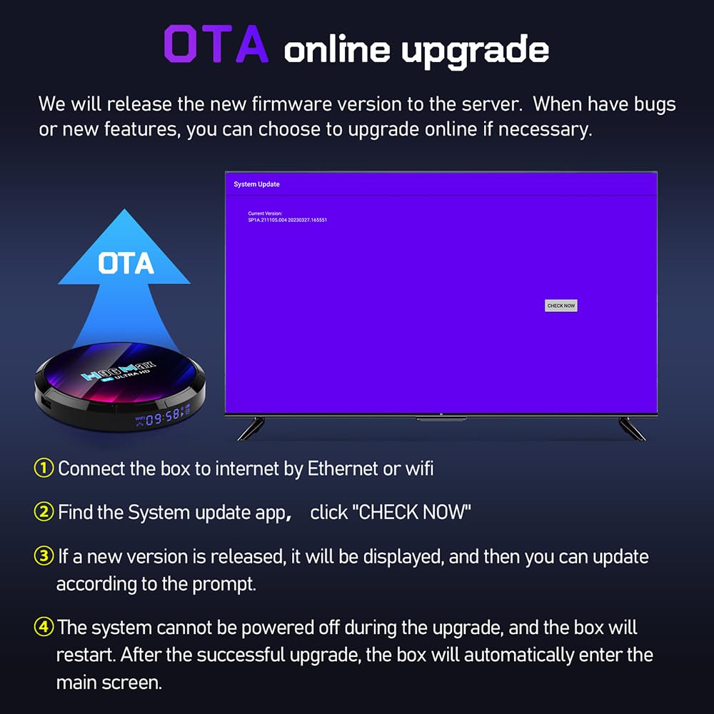 CHROX TV Box Android 13.0, RK3528 CPU Octa-Core 1000M Ethernet WIFI6 4K 8K HD Smart TV Box Dual-WiFi 2.4G/5.8G BT 5.0 USB 3.0 3D H.265 Android Box,4gb+64gb