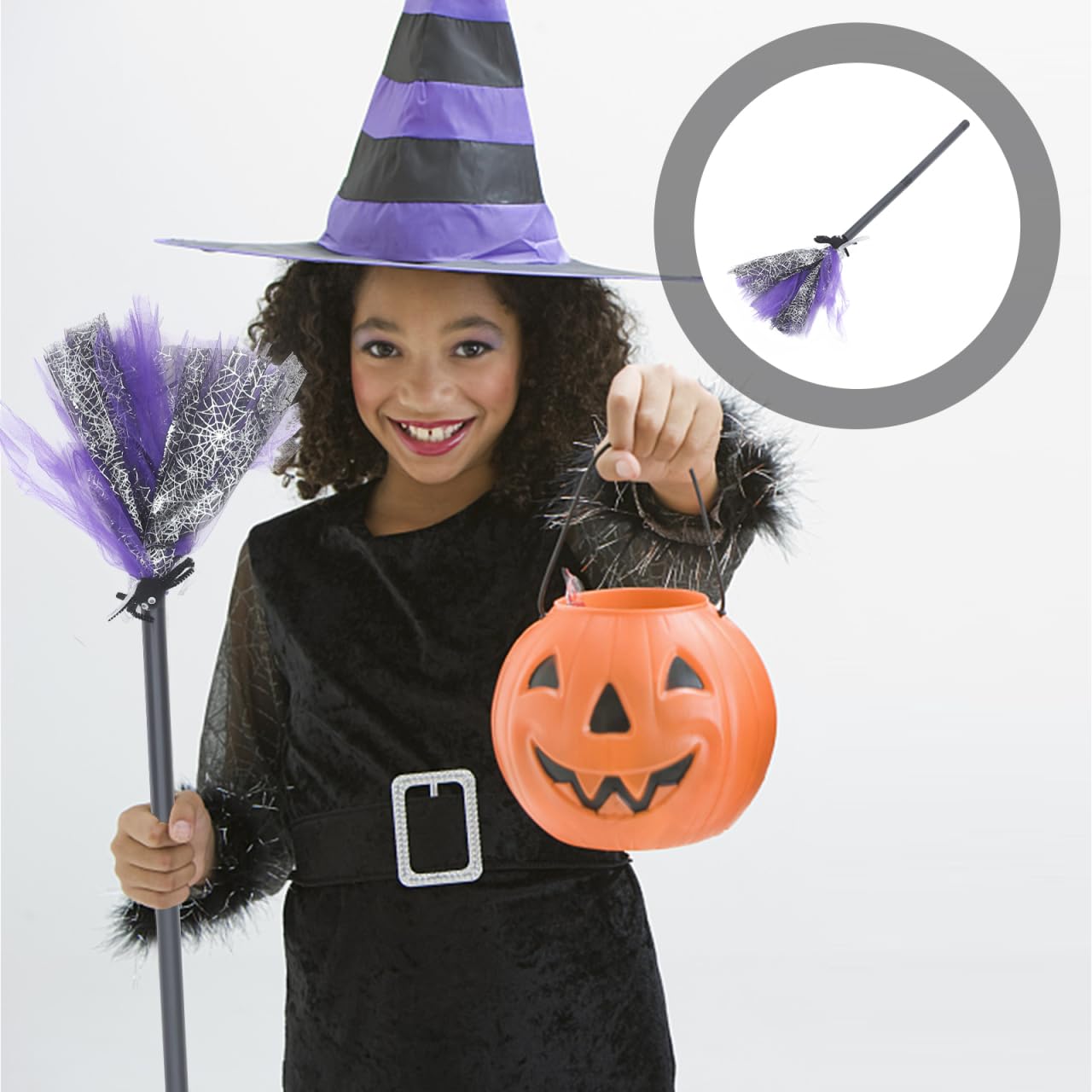 BESPORTBLE Witches Broom Broomstick Witch Halloween Moving Stick Dancing Animated Adult Costume Accessories Wizard Purple Party Decoration Lightweight and Safe Cosplay Accessory - Image 2