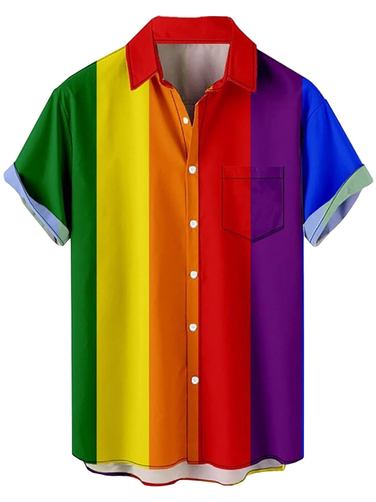 Yiqauma Men's A-Lgbtq Lgbt Button Down Shirt Gay Pride Shirts Rainbow Flag Lgbtq Ally Gift, Medium