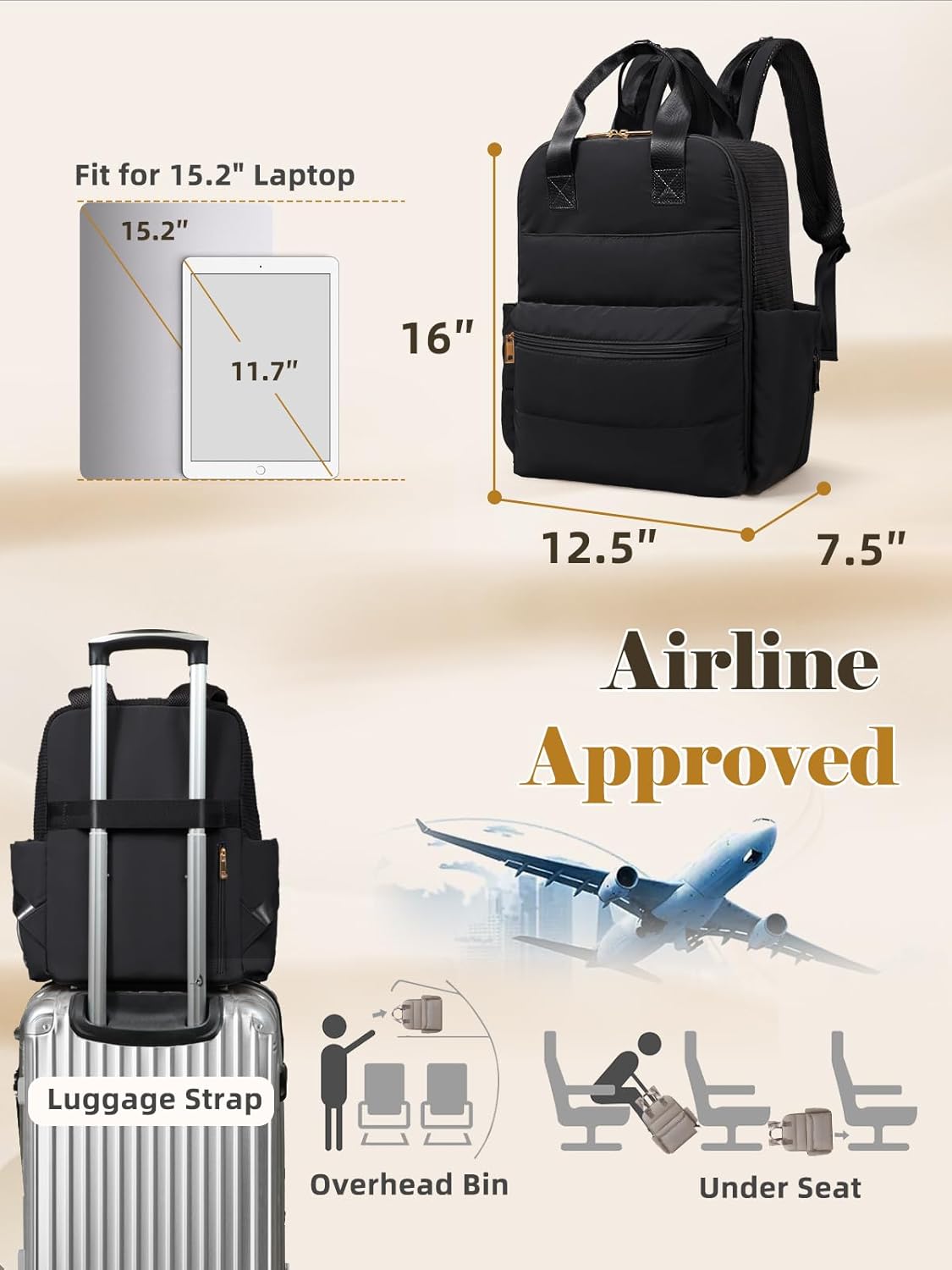 MOMINSIDE Diaper Bag Backpack - Baby Essentials Travel Tote - Baby Diaper Bag, Travel Essentials Baby Bag Diaper Bags with Changing Pad, Stroller Straps，15 Pockets,4 Insulated Pockets,Black