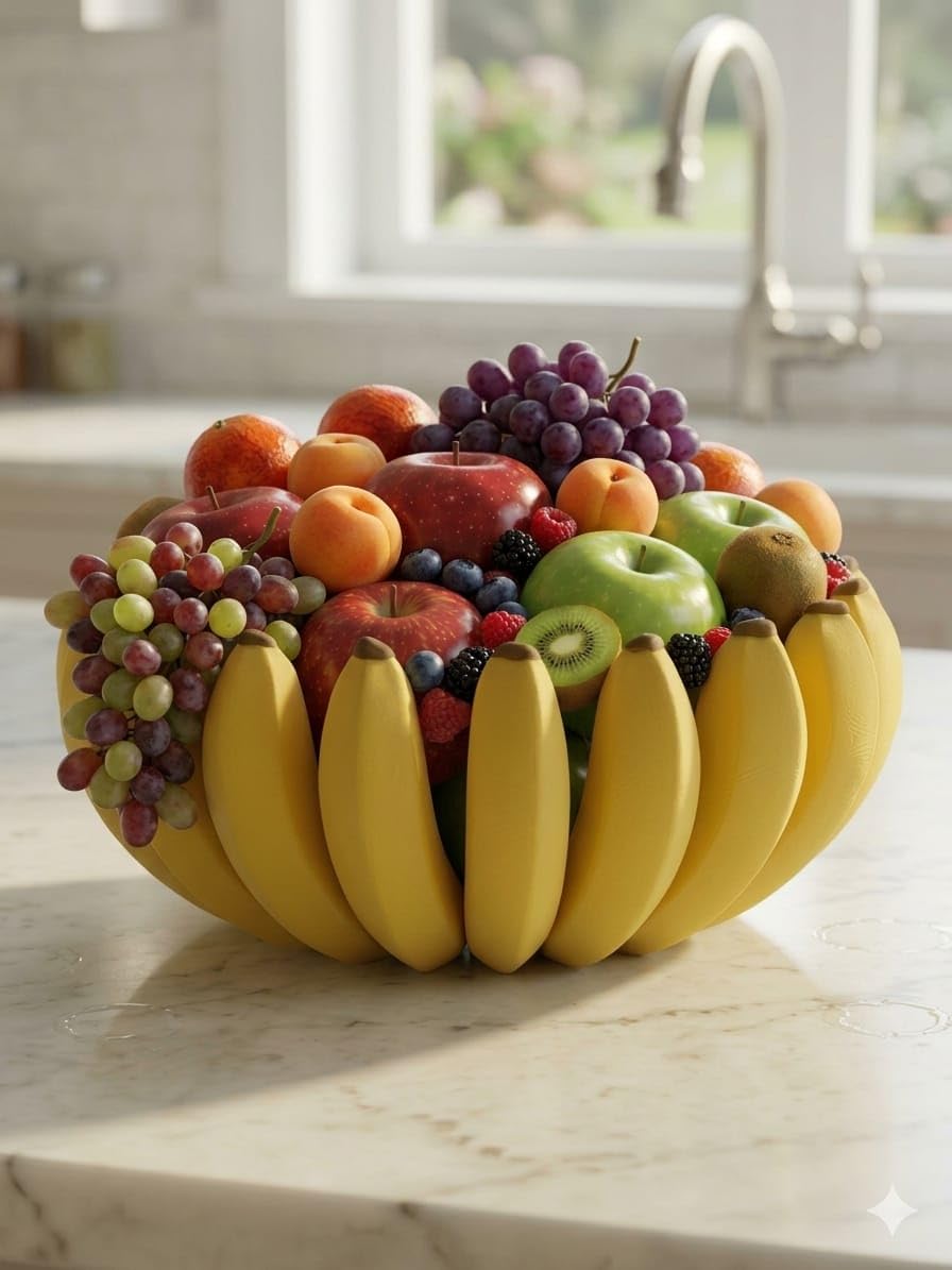 Banana Shape Fruit Bowl Basket - Decorative Banana Shape Fruit Basket for Kitchen Countertop Storage & Home Decor-image-5