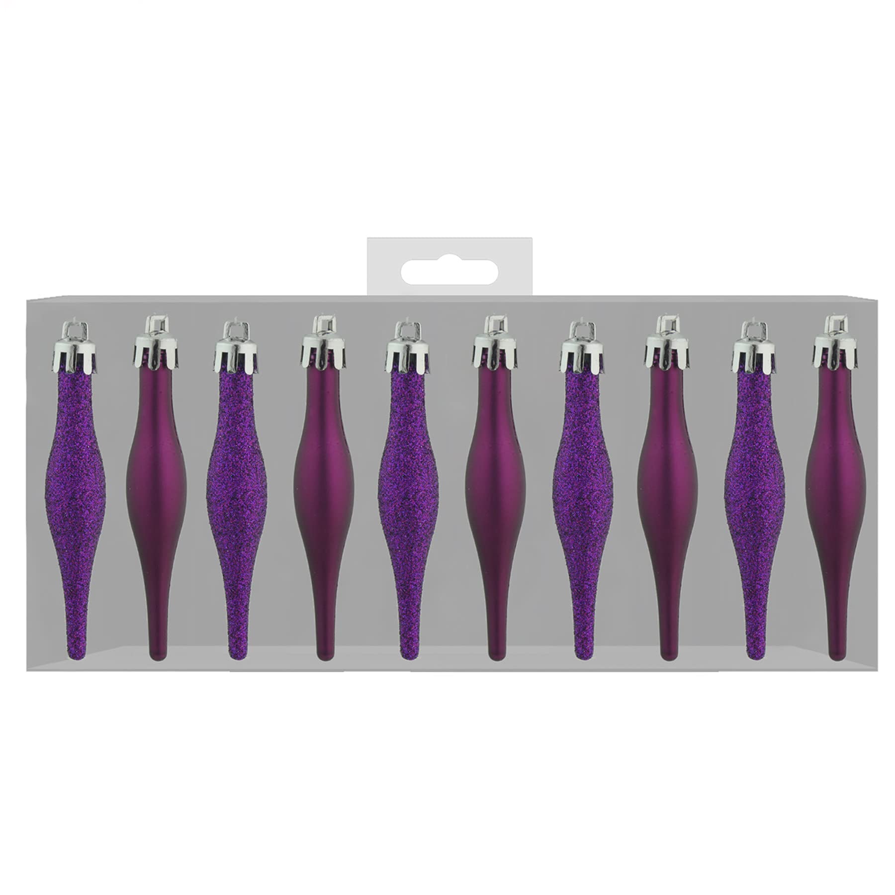 Davies Purple Christmas Decoration 10 Pack 90Mm Glitter/Plain Droplets