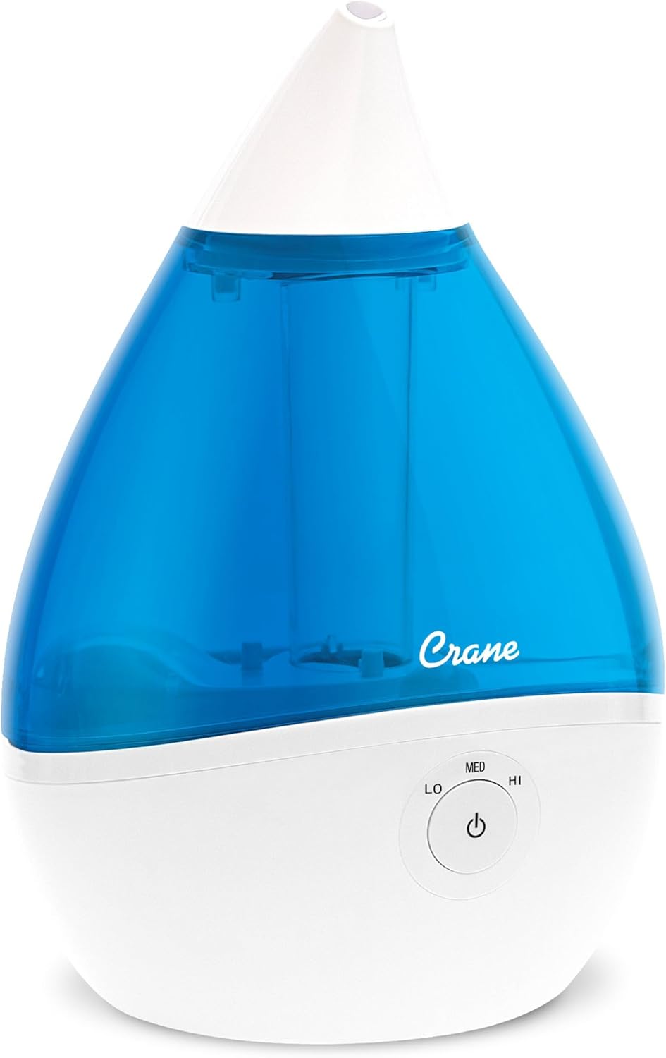 Crane Droplet Ultrasonic Teardrop Cool Mist Air Humidifier, 0.5 Gallon for Bedroom and Office, Blue and White, Nursery Humidifier Blue Air Humidifiers