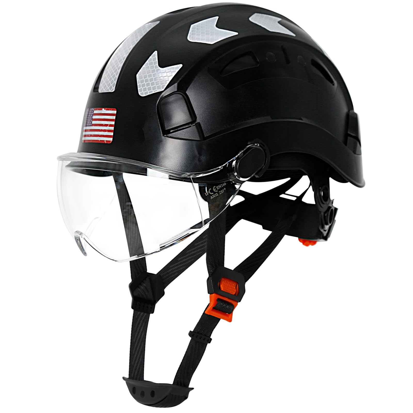 AOLAMEGS Construction Safety Hard Hat - ANSI Z89.1 Type Ι OSHA Approved Safety Helmets with Chin Straps Lightweight Reflective Vented ABS Hard Hats For Men Women Industrial Workwear 6-point Suspension