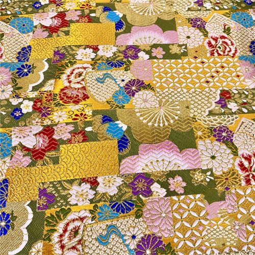 Generic Tejidos, Tejidos de Seda, Tejidos de Brocado, Tejidos de Patrón de Dragón Brillante Y Fénix, Ropa Lisa, Tejidos Hechos a Mano, Tejidos de Artesanía de Brocado/Amarillo/75 * 100 cm