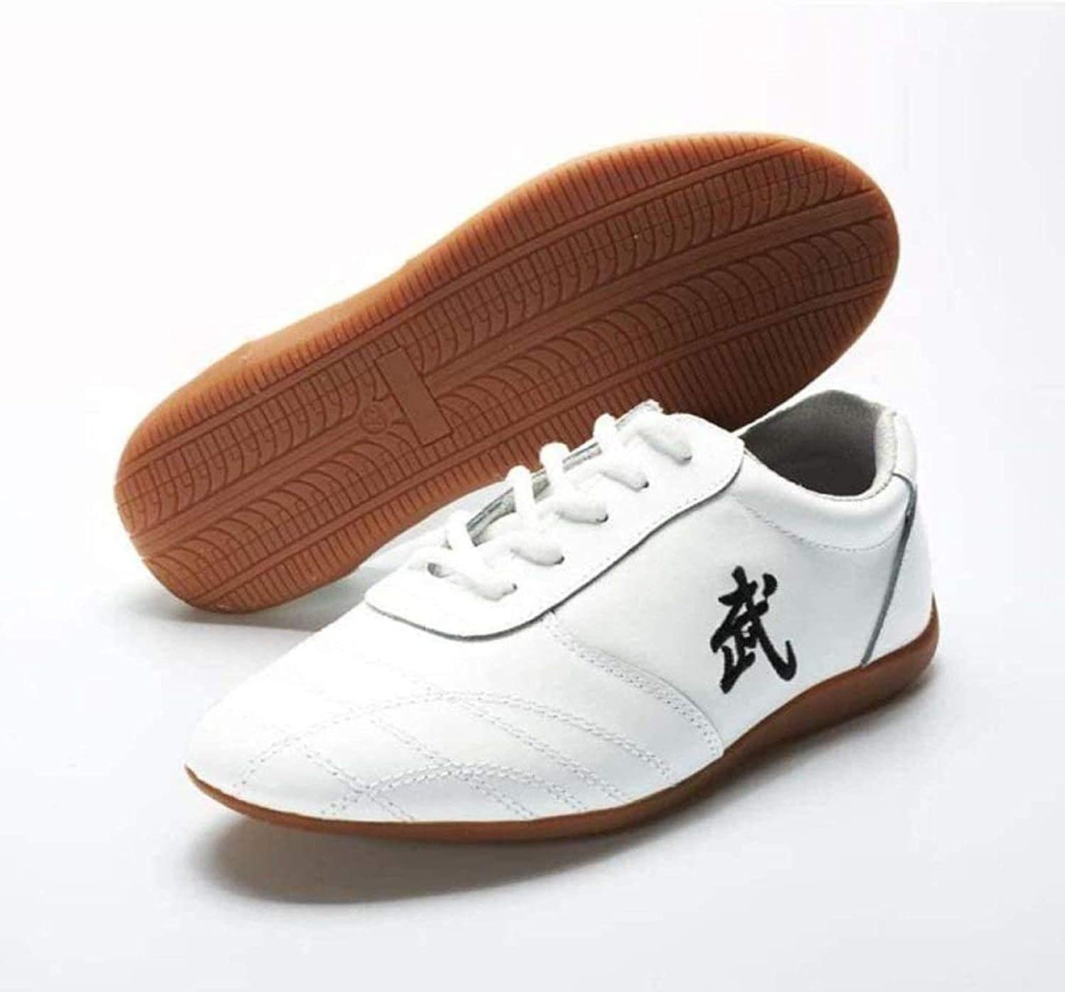 RDJSHOP Leather Tai Chi Martial Arts Shoes Unisex Lightweight Kung Fu Shoes Rubber Sole Sneakers for Taekwondo, Boxing, Karate,White-11