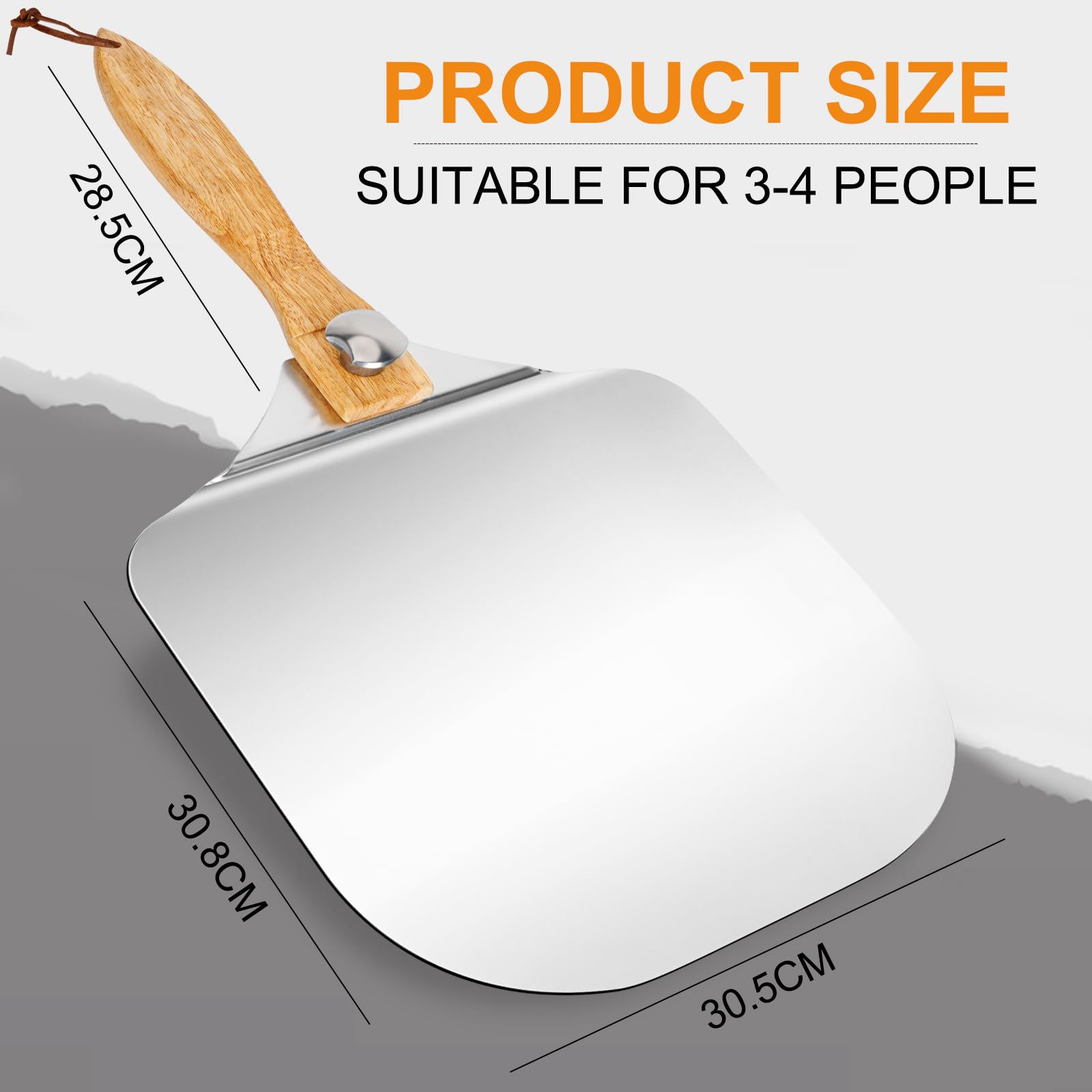 Pala per pizza grande buccia di alluminio pizza 30,5 centimetri x 30.8 cm per la cottura della pizza fatta a mano, 59,3 cm nel complesso, per qualsiasi esterno o interno Pizza Grill forno