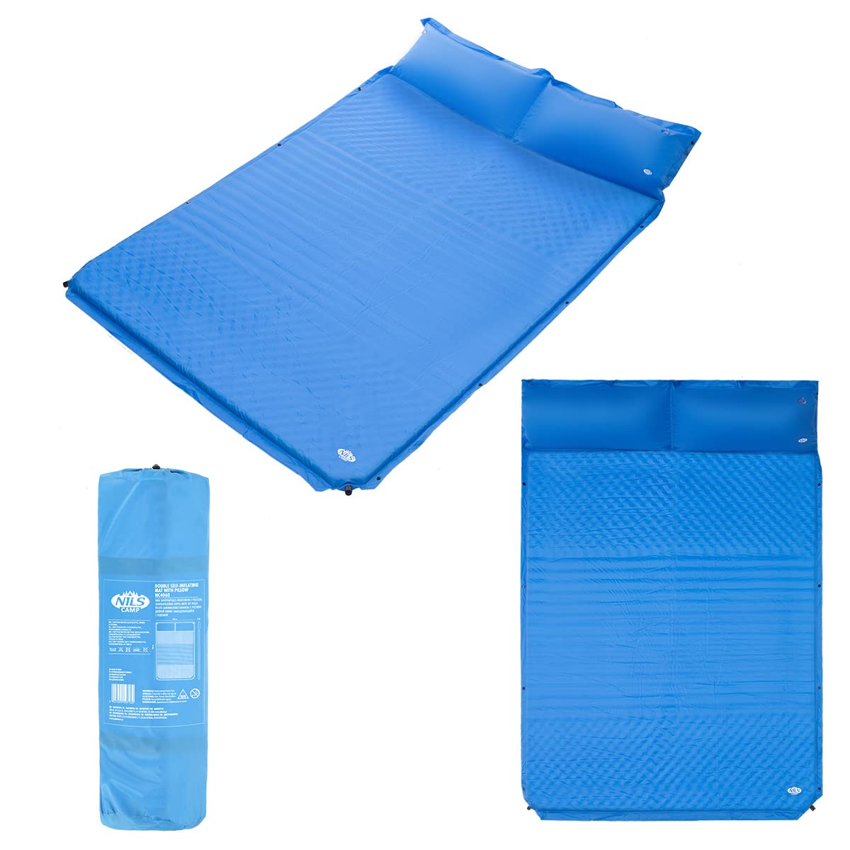 NILS Camp - Selbstaufblasende Matratze – luftmatratze selbstaufblasend - Isomatte Selbstaufblasend – 186x130x3 cm - Blau