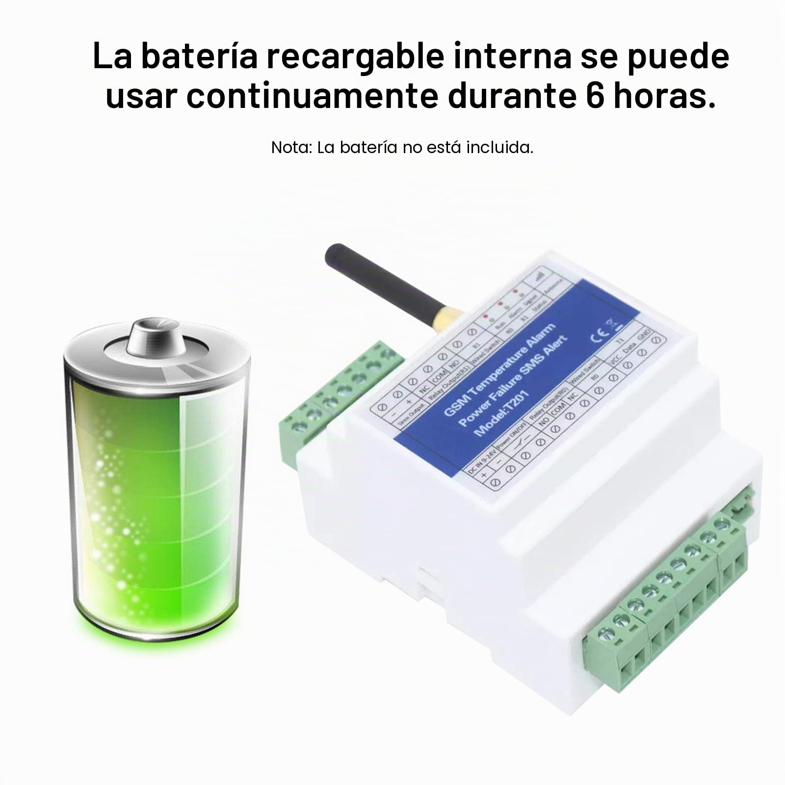 Controlador de acceso de interruptor de relé remoto GSM T201 alarma de temperatura GSM 2G/3G/4G del estado de la mentación Fallo de corriente, alarma SMS 2 sensor de temperatura de