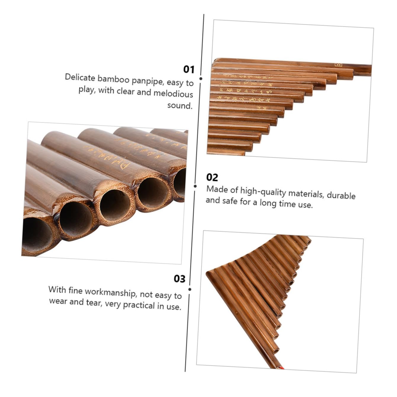 VICASKY Traditionelle Vertikale Bambus Panflöte für Musikliebhaber Braun Einfache Handhabung und Feine Verarbeitung Musikinstrument für Schüler Zufällige Farbe Zufälliger Stil