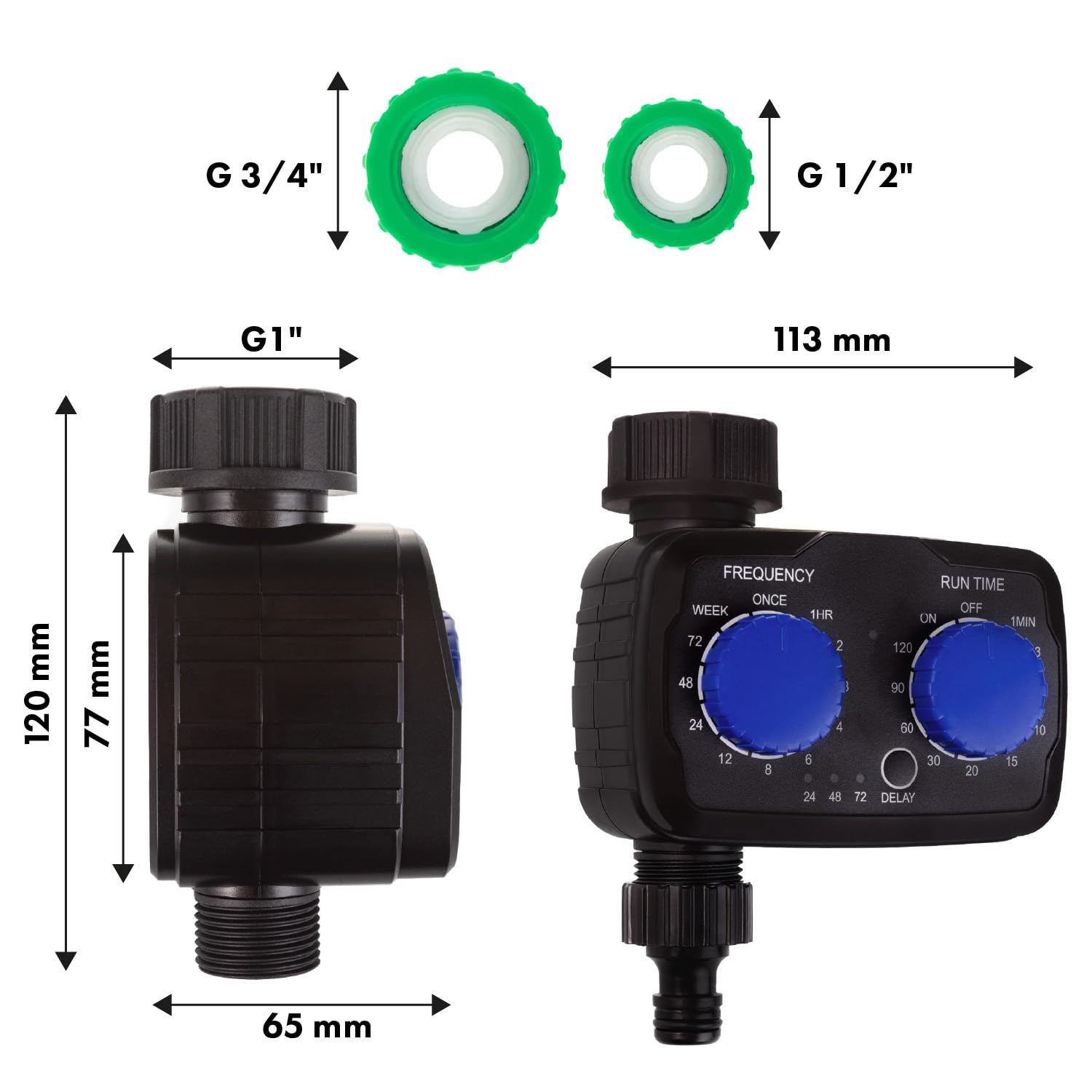 Green Blue Contrôleur électronique d'irrigation | Contrôle précis pour l'arrosage du jardin | Fréquence et durée d'arrosage réglables | Fonctionne avec piles IP55 résistant aux intempéries GB391