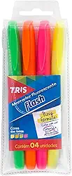 Marcador Fluor, Tris, 7897476627076, Multicor, pacote de 4