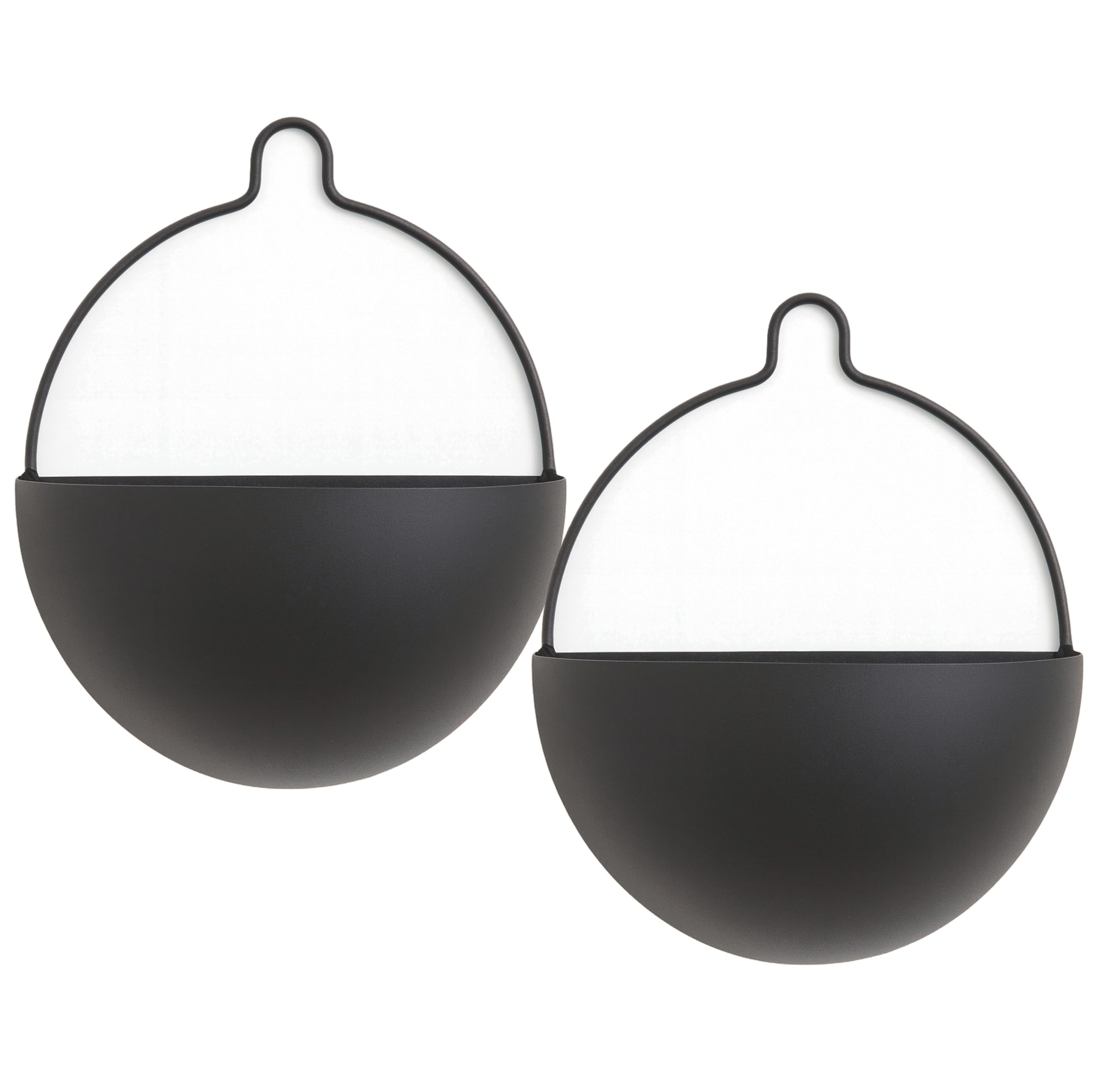Olly & Rose Set mit 2 Metall-Wand-Pflanzgefäßen – 25 cm breit, zeitgenössische hängende Pflanzgefäße – mattschwarze Wand-Pflanzgefäße mit Aufhängern – Innenwanddekoration für Zuhause