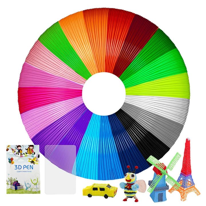 3D Pen Filament 1.75 pla 200 m, 3D Printer Filament, 20 Colours, 10 m PLA Filament for 3D Pen Filament, 3D Pen Accessories for Children and Adults, Starter Set for ODRVM, Tecboss, Lovebay