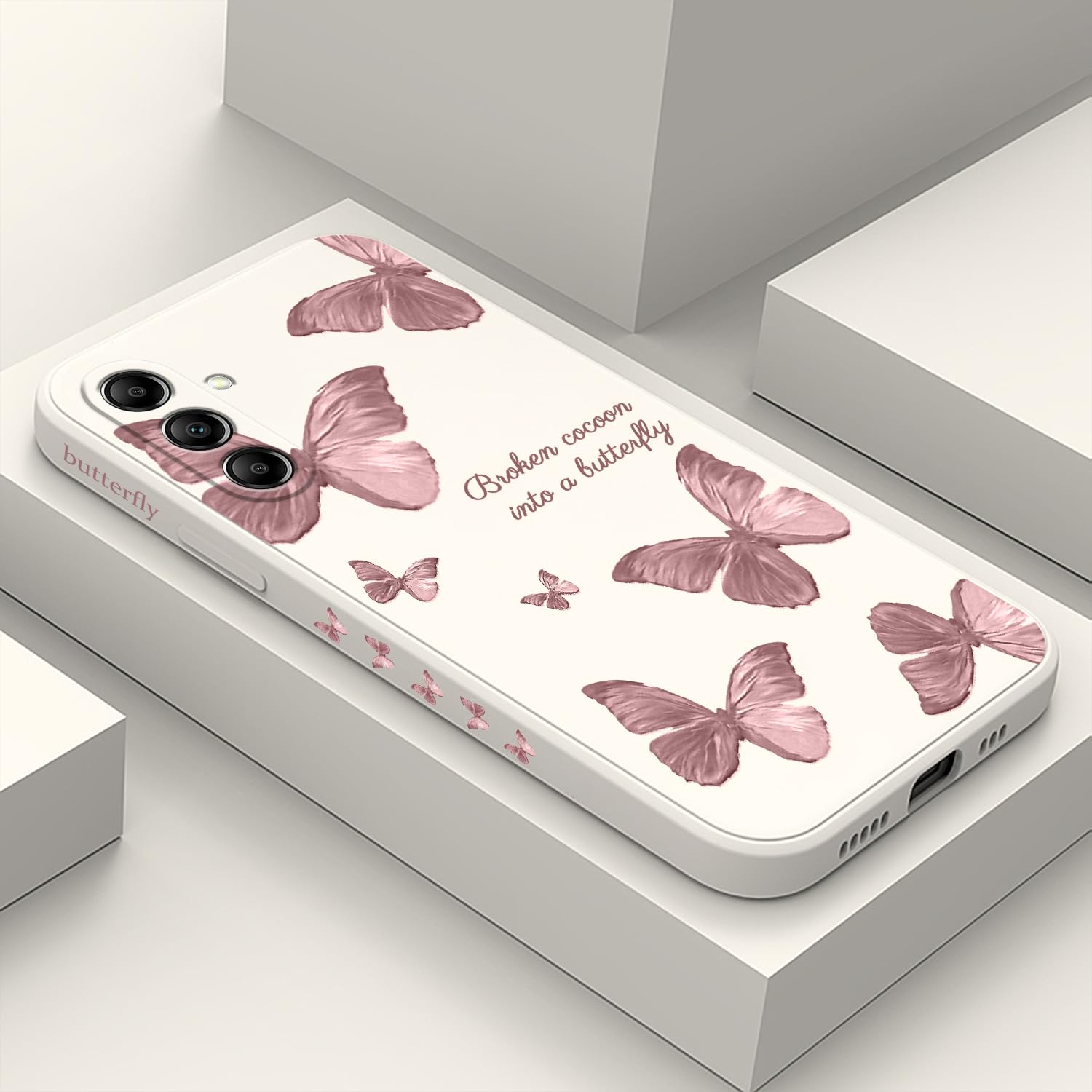 LEECG for Samsung Galaxy A25 5G Case Silicone Soft Anti Scratch Microfiber Lining Case for Samsung A25 5G Stylish Phone Cover 6.5 Inch-Butterfly White