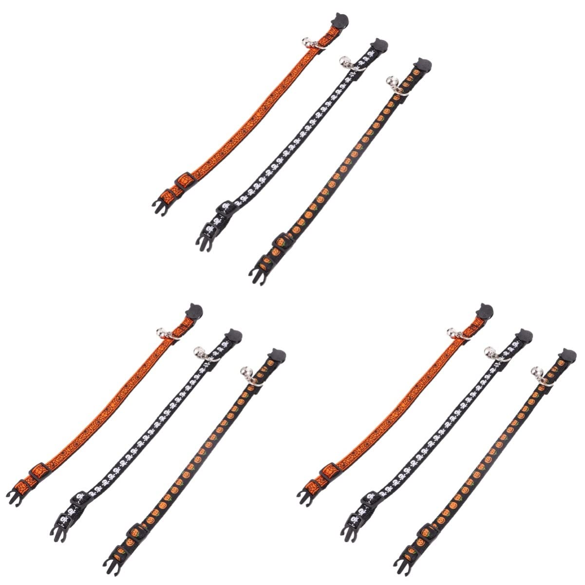 Mipcase 9stücke Teiliges Verstellbares Halloween Katzenhalsband Mit Glöckchen Süßes Design Kürbis Schädel Spinnennetz Für Haustiere Für Halloween-feiern