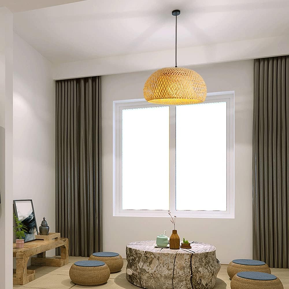 Lampadario in Vimini Beige, Paralume Intrecciato a Nido d'uccello, Lanterna in Stile Pastorale in Cesto di bambù, Lampada a Sospensione da soffitto, lampade in Rattan