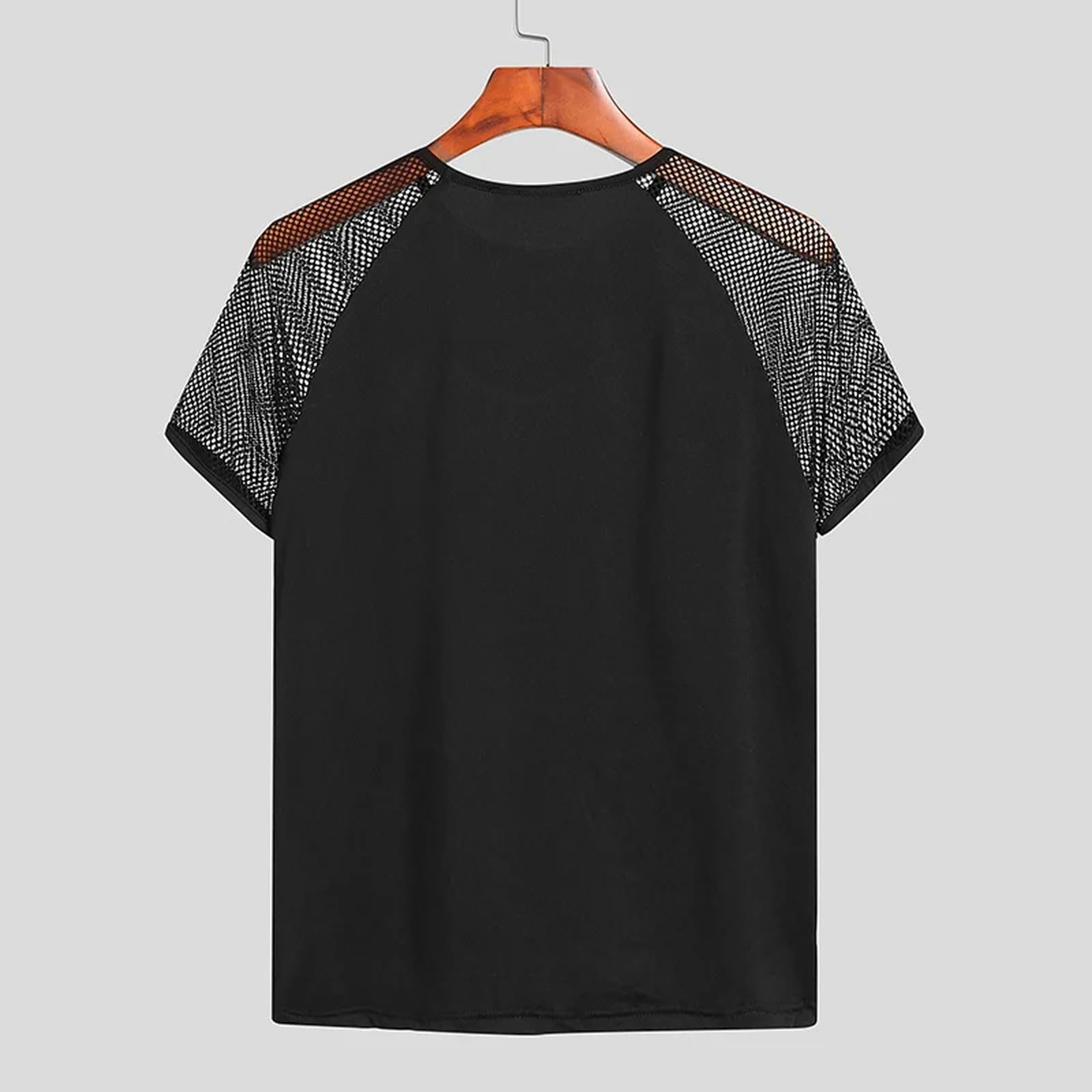 Męskie t-shirty plus size męska koszulka siatkowa patchworkowa odzież uliczna okrągły dekolt z krótkim rękawem na co dzień koszulki topy oddychające koszulki 5XL