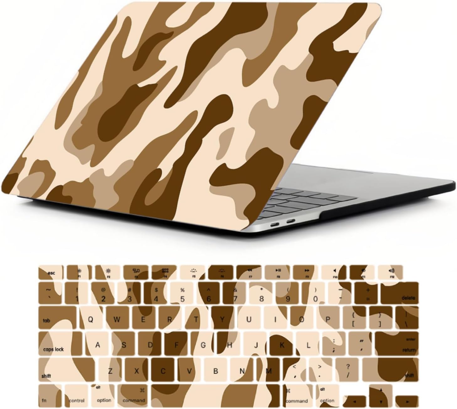 Computer Protective Case Compatible with MacBook Pro 15 inch Cute Stylish Case Model A1707 A1990 Release 2019 2018 2017 2016 with Touch Bar & Touch ID and Keyboard Cover, Khaki Camouflage