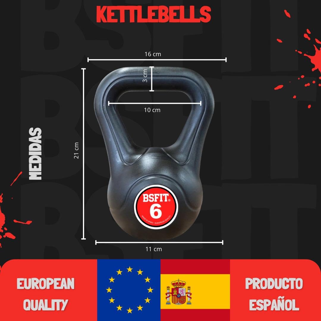 Set de Kettlebells BSFIT – Pack de Pesas Rusas de 2 o 3 Unidades, Pesas Rusas Antideslizantes para Fuerza, Fitness, Cross Training, Gimnasio y Entrenamiento en Casa