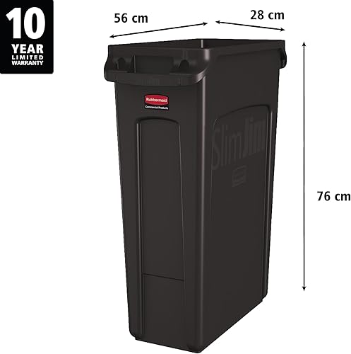 Vista 38 de Rubbermaid Commercial Products Slim Jim - Basurero rectangular de plástico con canales de ventilación, 23 gal, gris (FG354060GRAY)