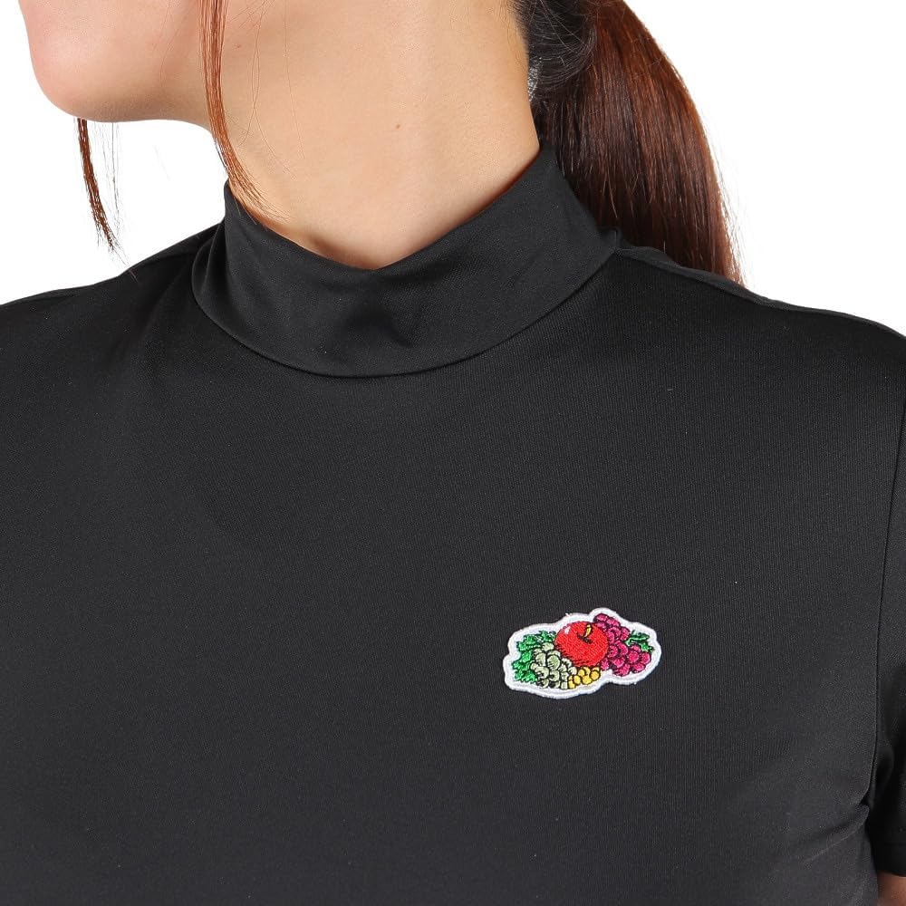 ビバハート 【2枚セット】フルーツオブザルームコラボモックネック 012-28541（ブラック） | レディースゴルフウェア通販【VIVID GOLF (ビビゴルフ)】 ビバハート（VIVA HEART） ゴルフウェア 吸汗 速乾 フルーツオブザルームコラボ 2PACK モックネック 半袖 Tシャツ