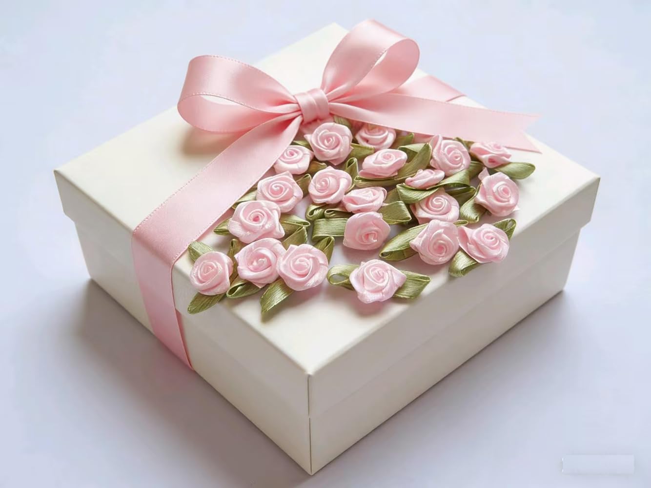Amazon.com: YYCRAFT Pack of 100 pcs Pink Satin Ribbon Rose w/Leaf