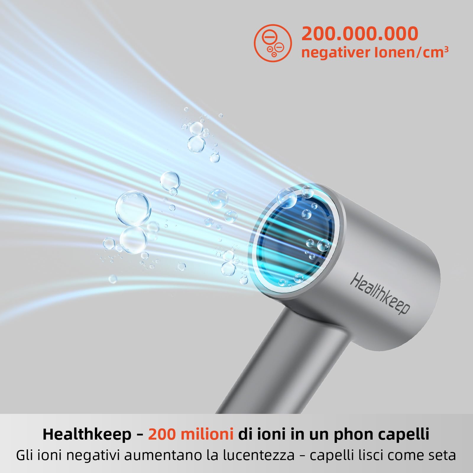 Phon Capelli Professionale – Asciugatura Rapida, Anti-Crespo, 1500 W Motore Brushless, 200M Ioni Negativi, Diffusore Incluso