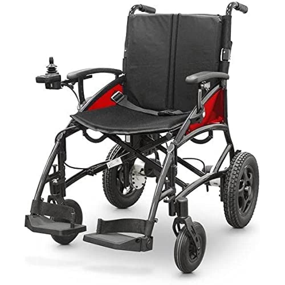 QUIRUMED - Silla de ruedas eléctrica plegable BASIC ULTRALIGHT | Autonomía 20 km, Carga máx 120 kg | Ruedines antivuelco, Reposabrazos abatibles | Negro, Aluminio