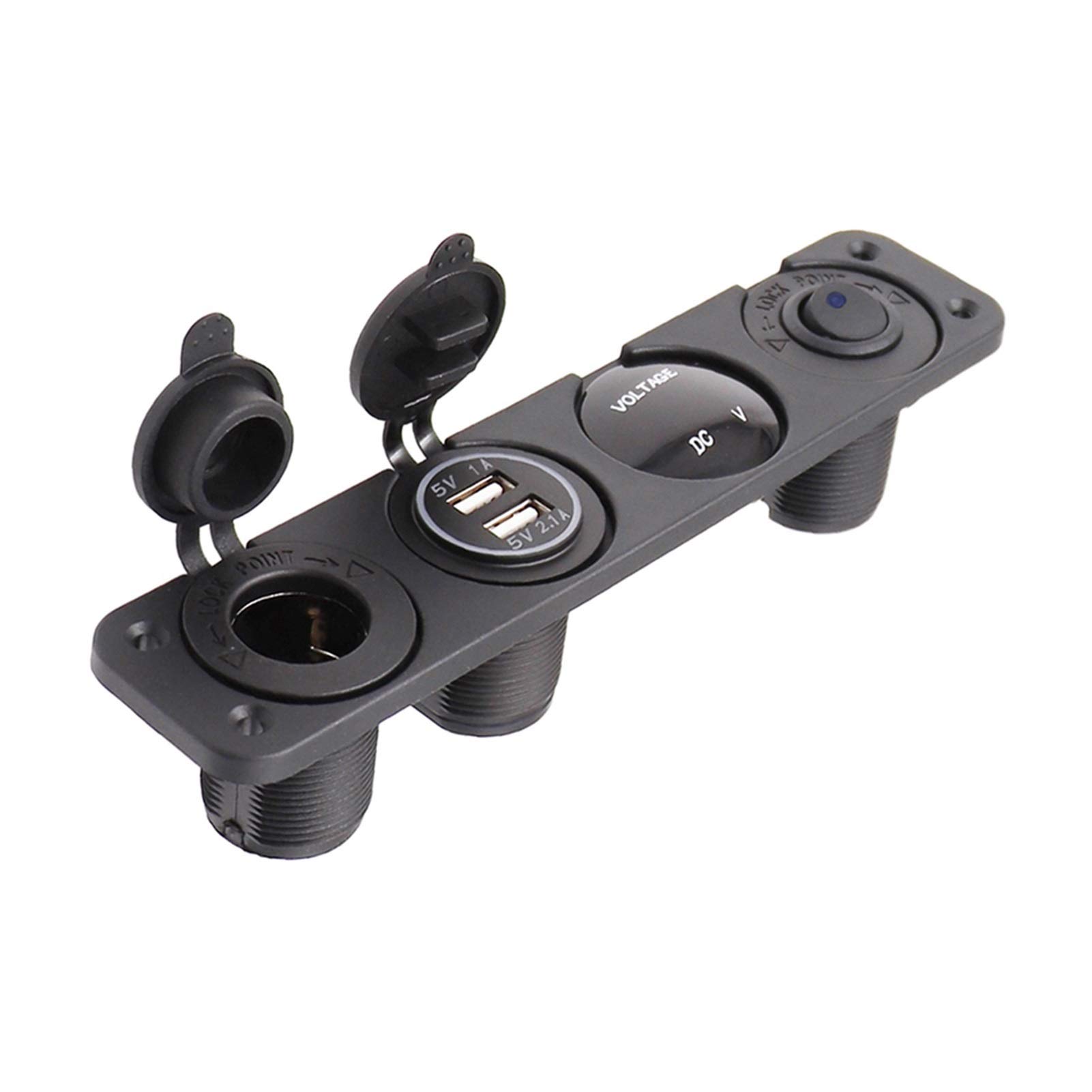 12V Panel przełącznika samochodowego Podwójne gniazdo USB Ładowanie 4.2A, do samochodu, łodzi Cyfrowy woltomierz ON-OFF dźwigniowego