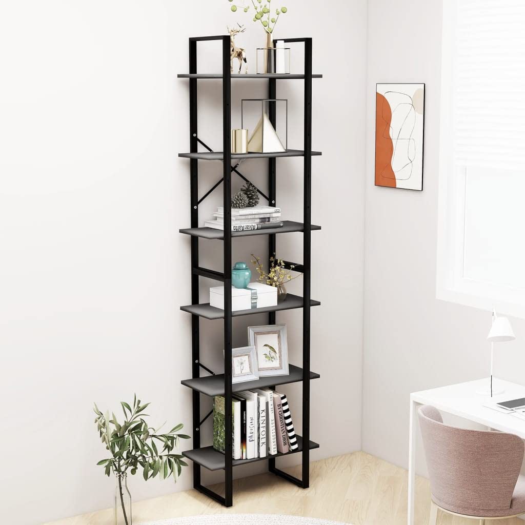 vidaXL 2X Etagères de Rangement Organisateurs de Stockage Etagères d'Entrepôt Cuisine sous-Sol Maison Intérieur Gris 60x30x210 cm Aggloméré